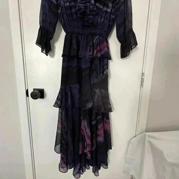 Revolve MISA Alanis  Maxi Dress Ruffled Boho Flowy Feminine Sheer Witchy Women M - Picture 4 of 15